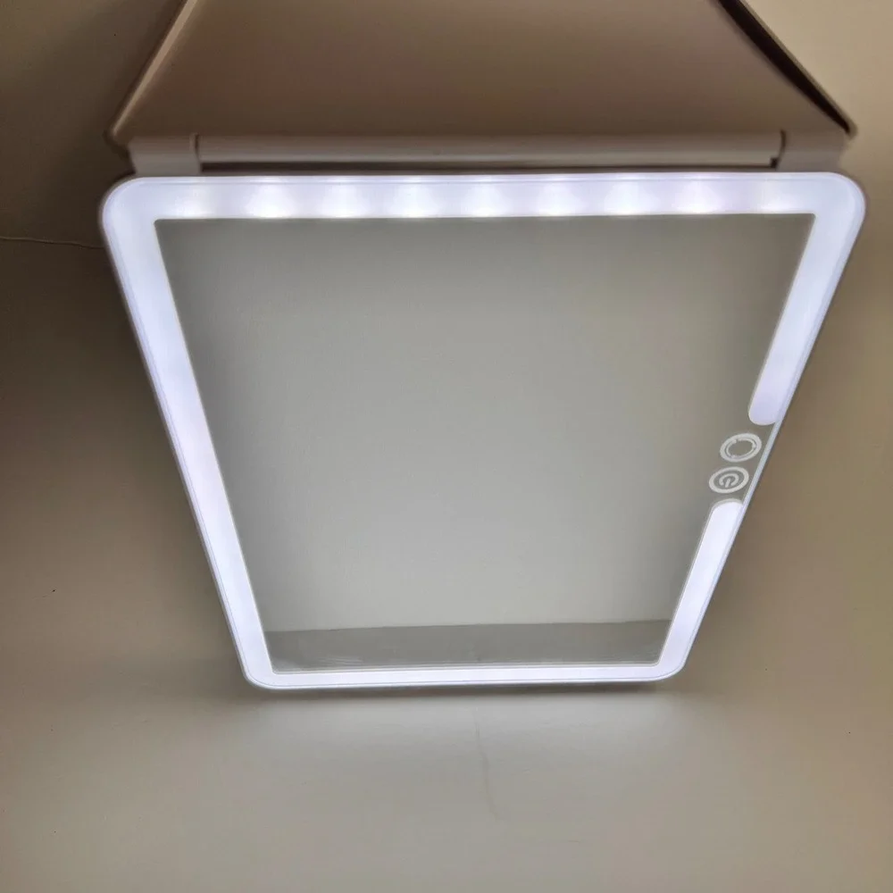 DeWEISN LED Makeup Mirror White Foldable Travel Portable Missing USB Cord Works